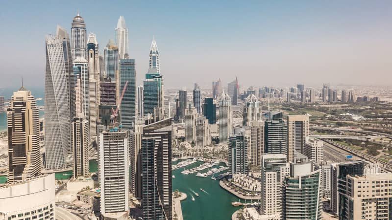 Aerial View Of Dubai Marina District Aerial View Of Dubai Marina District
